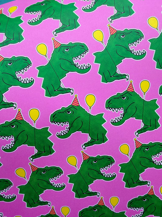 T Rex Party Wrapping Paper
