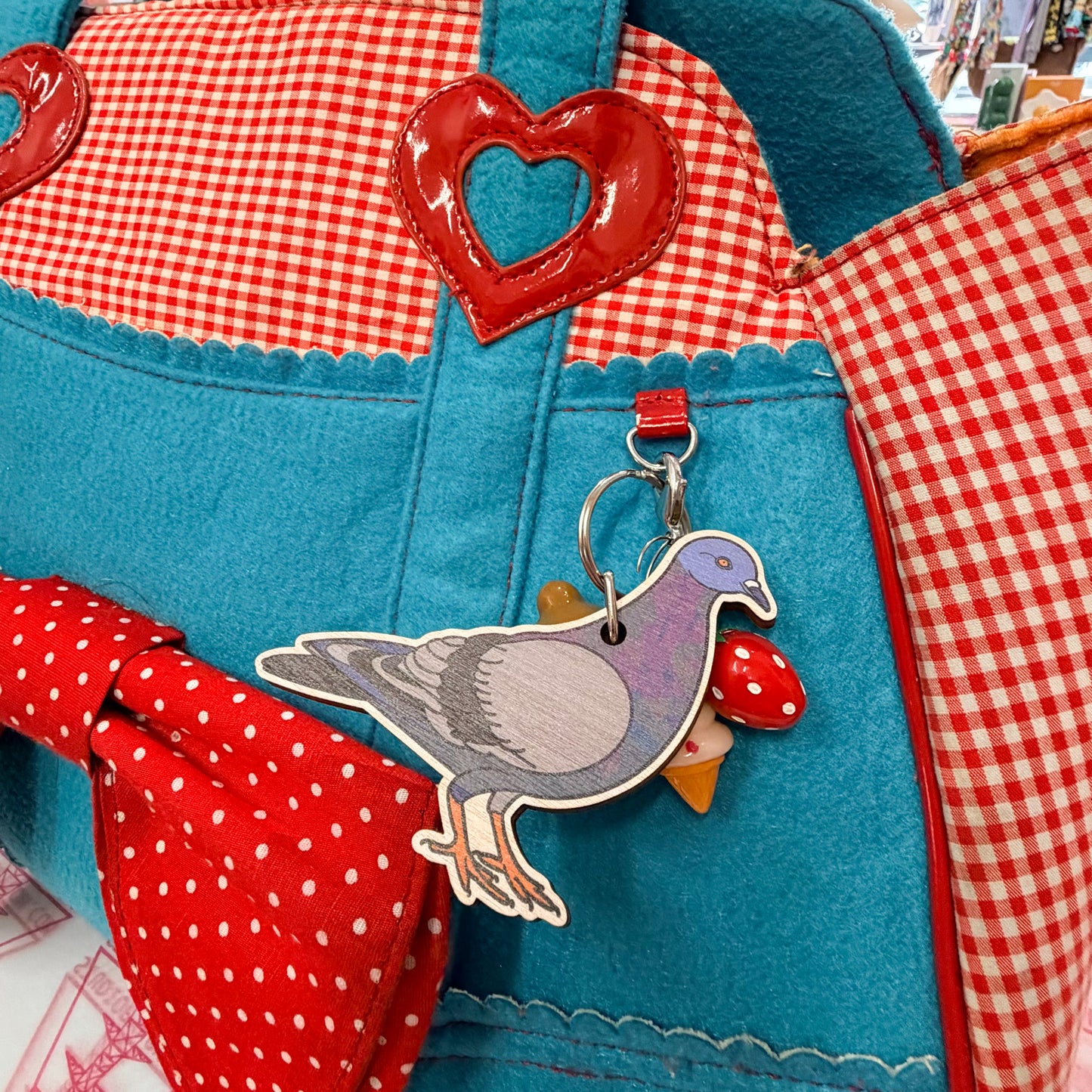 Pigeon Wooden Keyring