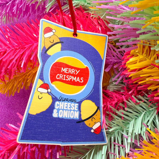 Cheese & Onion Wooden Christmas Decoration
