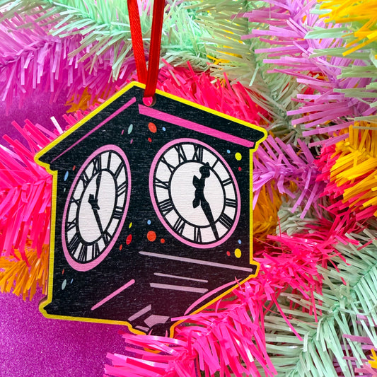 Central Station Clock Wooden Christmas Decoration