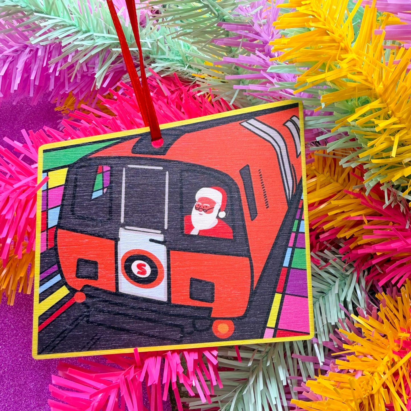 Subway Santa Wooden Christmas Decoration