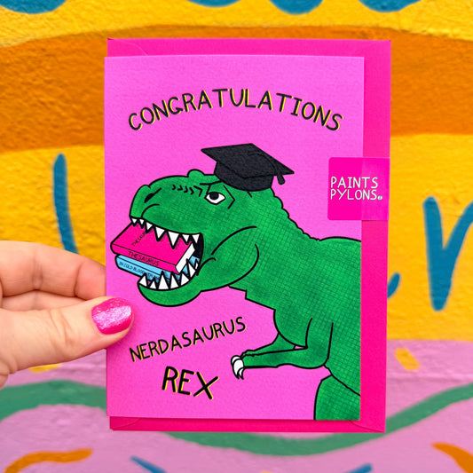 Nerdasaurus Graduation Card