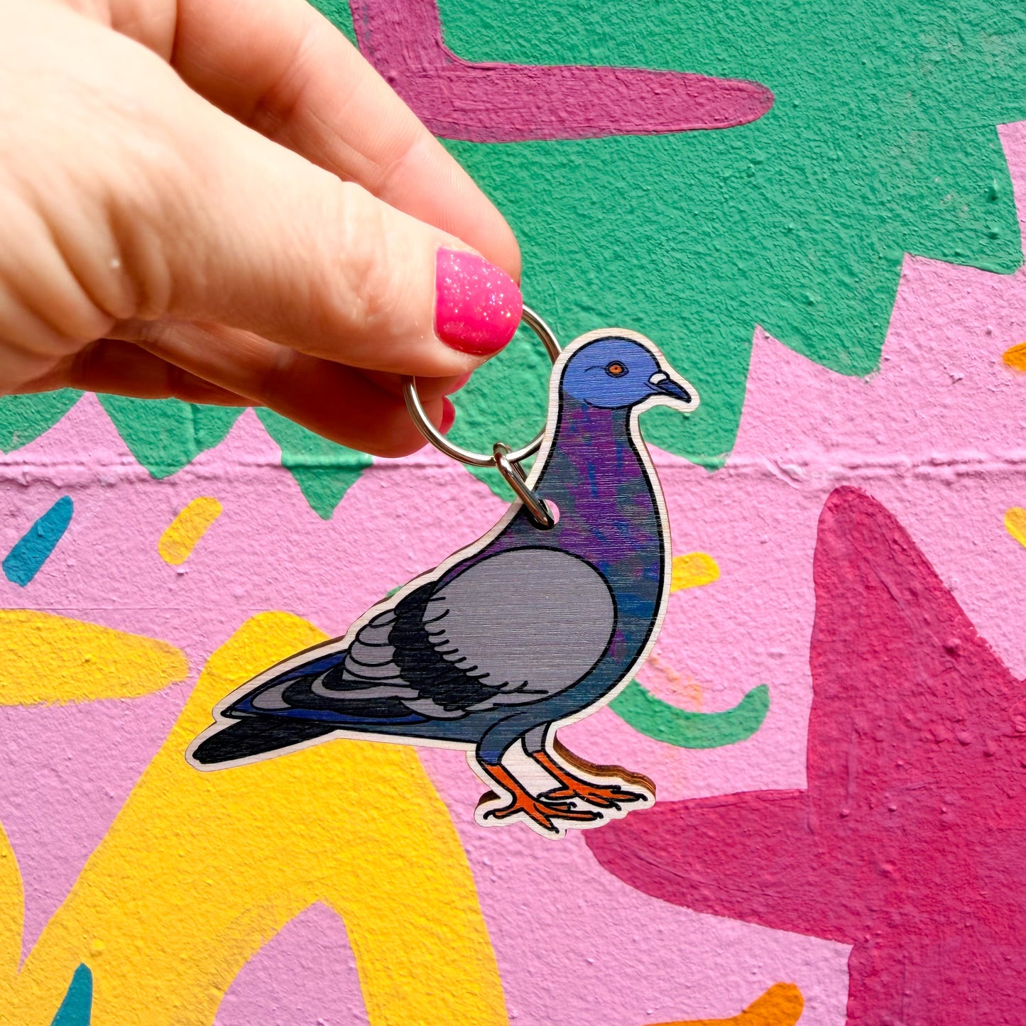 Pigeon Wooden Keyring