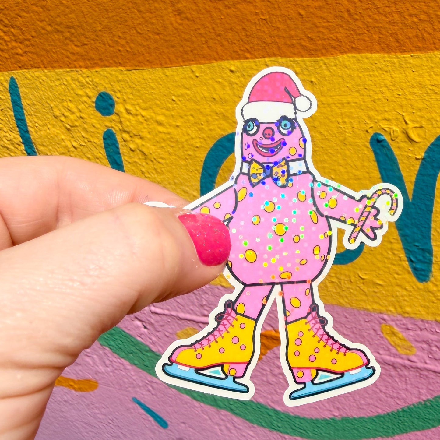 Blobby Skates Christmas Sticker