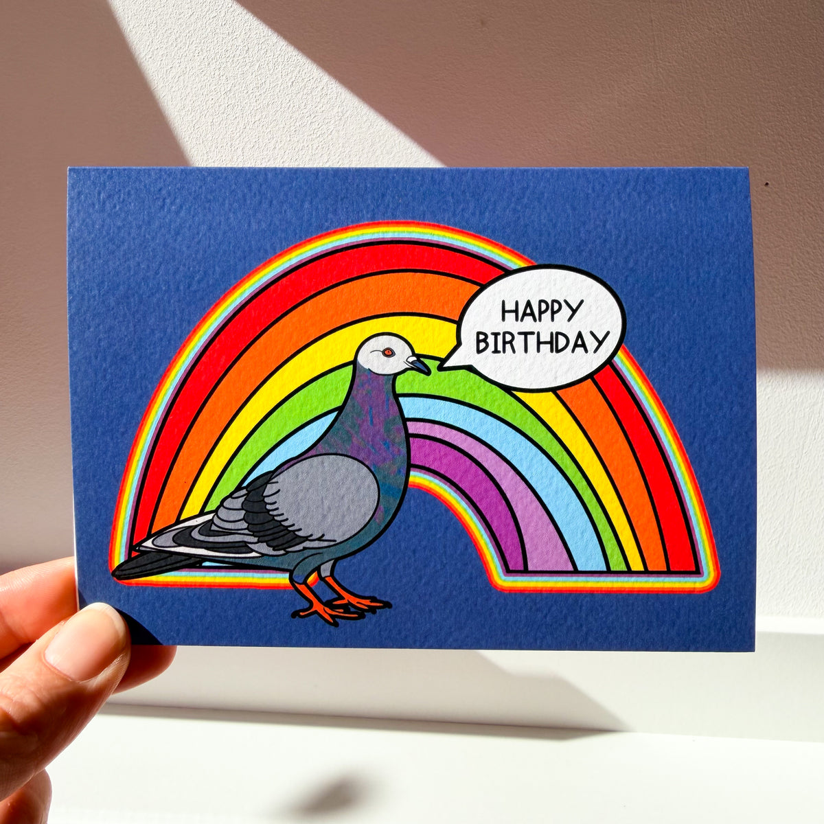 Rainbow Pigeon Birthday Card