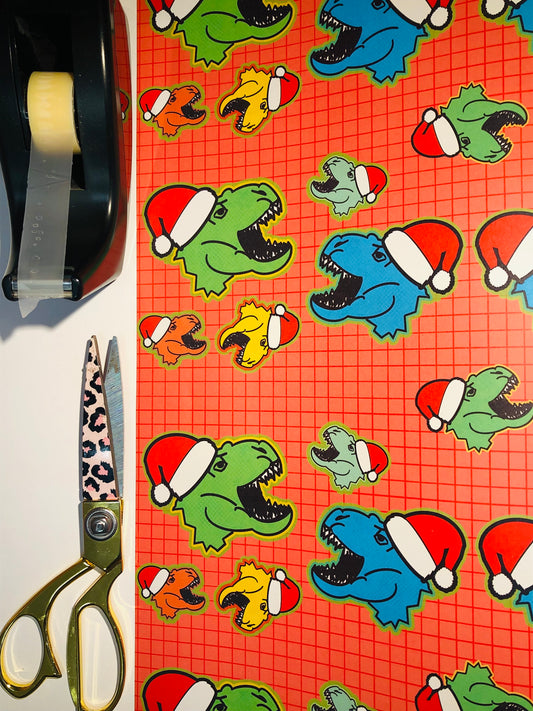 T Rex Christmas Wrapping Paper